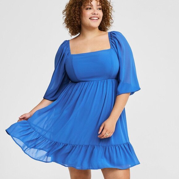 TORRID Mini Chiffon Square Neck Tiered Dress SIZE 4 - Picture 1 of 3